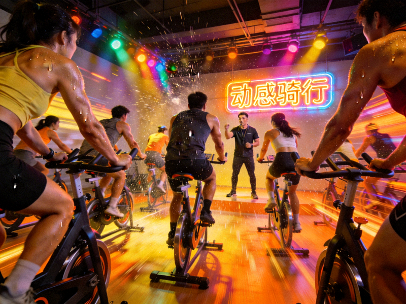 动感单车团体课程，充满能量的室内骑行训练