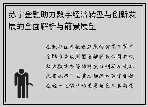 苏宁金融助力数字经济转型与创新发展的全面解析与前景展望